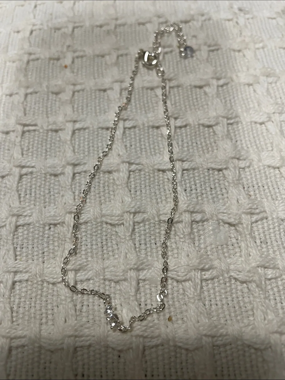 Delicate 925 Silver Chain anklet with Clear Crystal Accent - Women's Jewelry